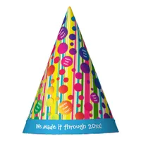 [Beatnik Bubbles] Retro Polka Dot Striped Blue Party Hat