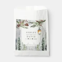 Winter Rustic Pine Trees Lantern Botanical Wedding Favor Bag