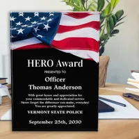 Police HERO Custom Military USA American Flag  Acrylic Award
