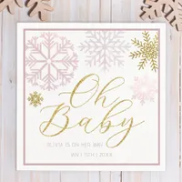 Oh Baby Pink Snowflake Shower Napkins