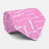 Secrets To A Happy Marriage Pink White Wedding Neck Tie