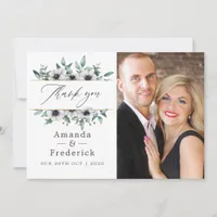 Watercolor Eucalyptus Anemone Geometric Wedding Thank You Card