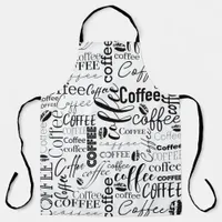 Black And White Typography Coffee Design Apron