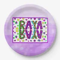 Girl's Name Raya with Stars and Hearts Whimsical   Paper Plates