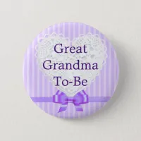 Purple Great Grandma to be Baby Shower Button