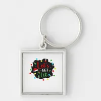 Let's Get Lit Funny Christmas Drinking Lights Sant Keychain