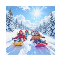 Children Sledding Winter Christmas Metal Print