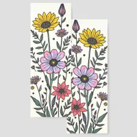 Doodle Art Flowers Floral Two-sided Bookmarks