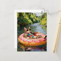 Cute Cat on a Float Trip Postcard