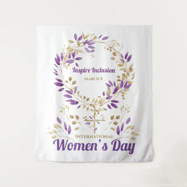 Purple Floral Female Sign Women's Day Postcard Tapestry