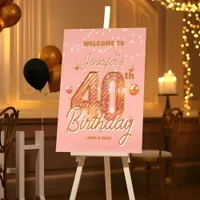 Sparkling Stylish Soft Pink & Gold 40th Birthday Foam Board