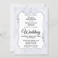 *~* RSVP + QR + PHOTO Diamond Damask Wedding Invitation