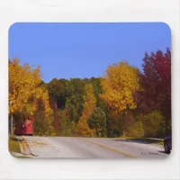 Egg Harbor, WI Fall Season with Trolley Car Mouse Pad