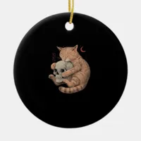 Till Death Do Us Party Cat Skull Classic Ceramic Ornament