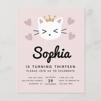 PAPER Cute Cats Pink Budget Birthday Party Invite