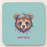 Hippie Bear I Beverage Coaster