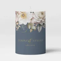 Floral Drama Wedding Blue ID1022 Pillar Candle