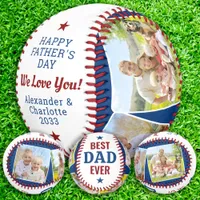 Best DAD Ever Custom 4 Photo Happy Father's Day   Baseball