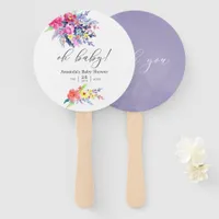 Colorful Watercolor Floral Baby Shower Hand Fan