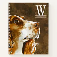 Watercolor Springer Spaniel Modern Monogram Notebook