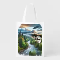 Double Exposure Bigfoot in Nature  Grocery Bag