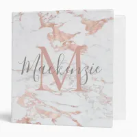 Luxury Rose Gold Foil | Marble Monogram 3 Ring Binder