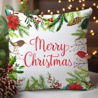 Watercolor Merry Christmas Throw Pillow