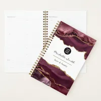 Burgundy and Gold Agate Precious Stone Business Planner