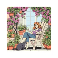 Spending Time with my Cat, Coffee and Plants Metal Print