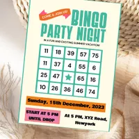 Emerald Elegance Green Bold Bingo Night Invitation