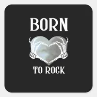 Skeleton Hands Grey Heart Modern Aesthetic Square Sticker