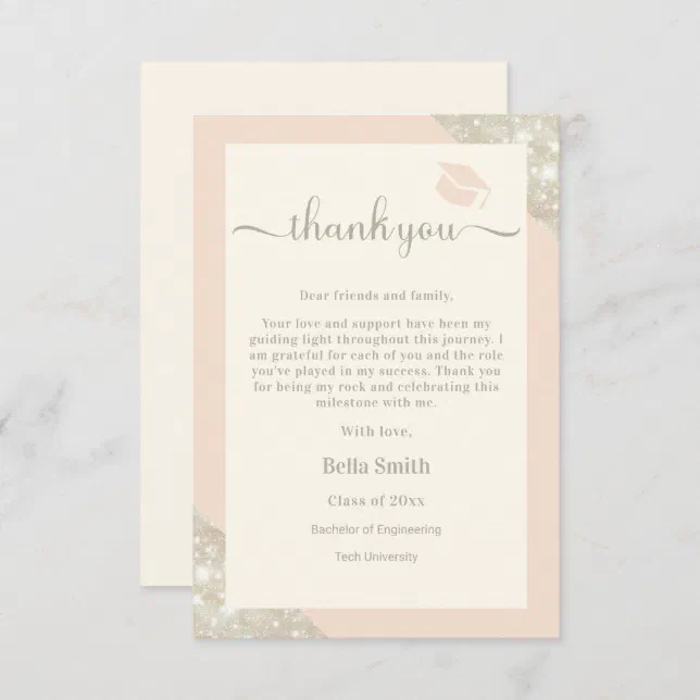 Modern Minimalist Elegant Grad Thank You Card