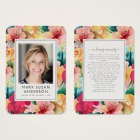 Floral Photo Funeral Memorial Poem Card