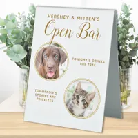 Pet Wedding Dog Open Bar Photo Elegant Gold Drinks Table Tent