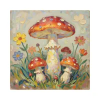  Cottage Core Mushrooms and Flowers Metal Print