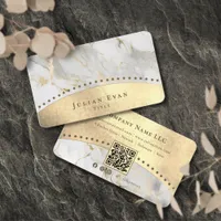 Elegant Vintage Arch Glitter Gold Luxe White Agate Business Card