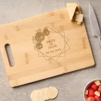 Wedding Couple Names Floral Geometric Art Wood Engraved Cutting Board