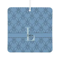 Blue Hearts Pattern Monogram and Name Custom Air Freshener