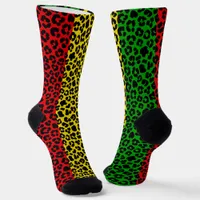 Jamaican Rasta Flag Colors Leopard Print Socks