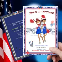 USA Cheerleader US 250th Anniversary Fun Patriotic Invitation