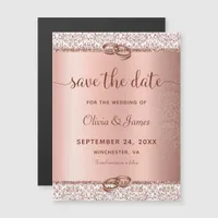 Rose Gold Damask Script Wedding Save the Date Magnetic Invitation