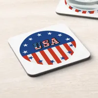 USA - American Flag and Stars in Circle Beverage Coaster