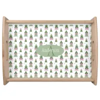 Pink and Green Modern Christmas serving tray