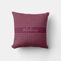 Blush Pink Rose Gold Foil Burgundy Boho Pattern Throw Pillow