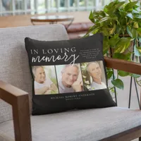 Black In Loving Memory Photo Memorial Tribute Throw Pillow