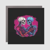 Skeleton Hands Holding Heart Retro Tattoo Style Car Magnet