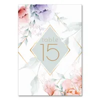 Table Number | Coral Lilac Aquarelle Peonies