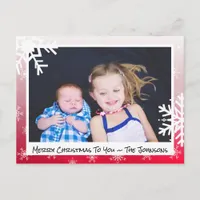 Christmas red Snowflakes Family Photo Card