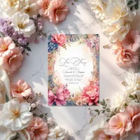 Romantic Love Fancy Floral Wedding QR Code Invitation