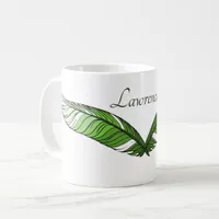 Mug - Green Feathers and Name